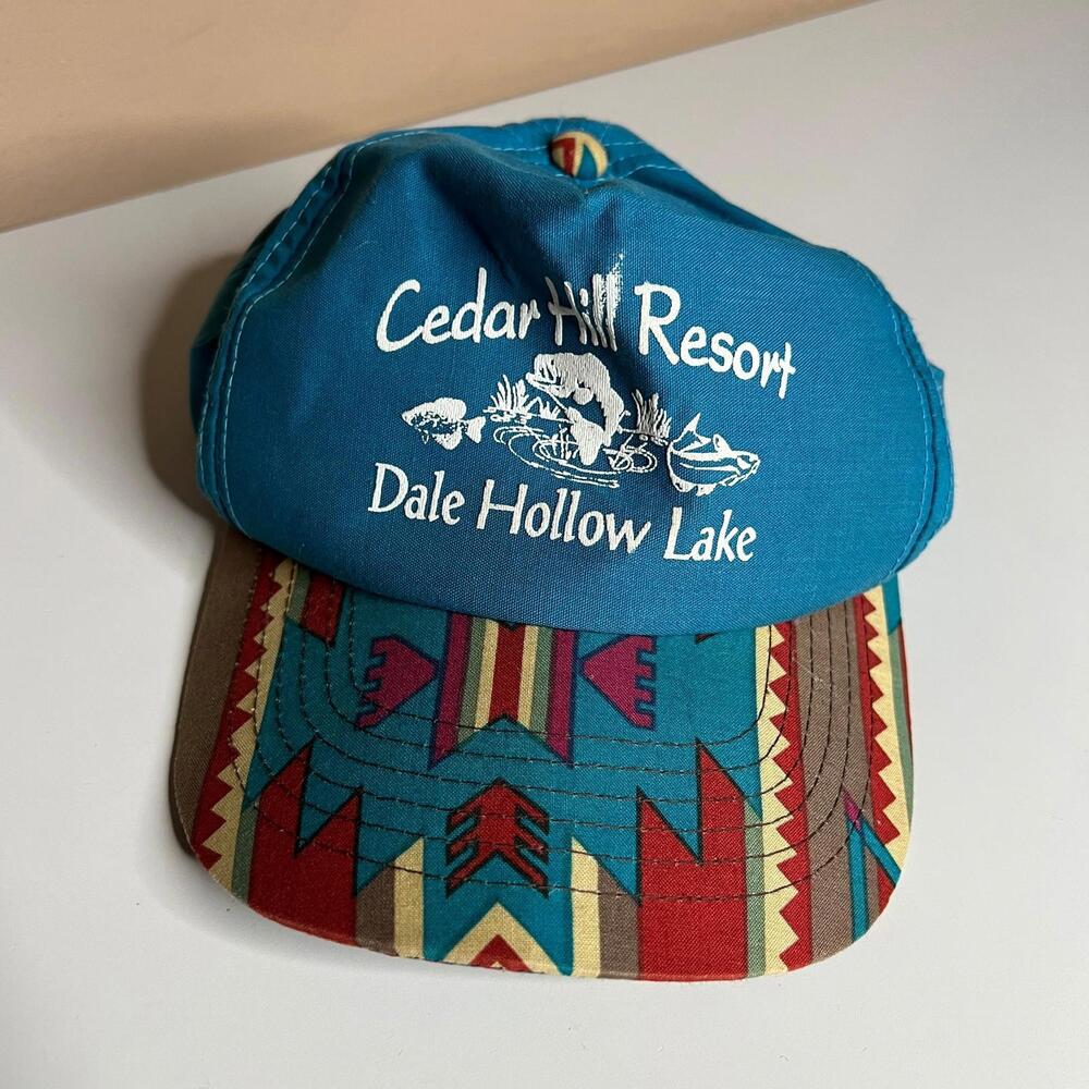 Vintage Cedar Hill Resort Dale Hollow Lake Snapback Hat‎ Aztec Brim YoungAn